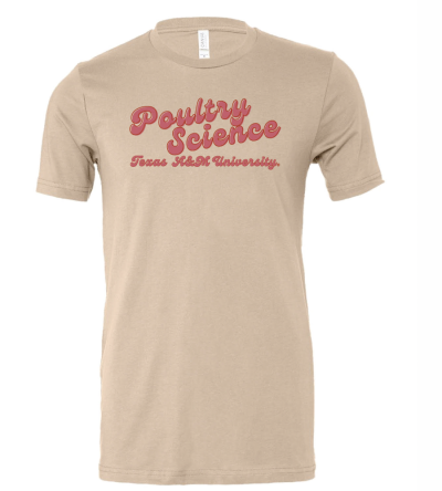 Tan T-Shirt with Pink Writing